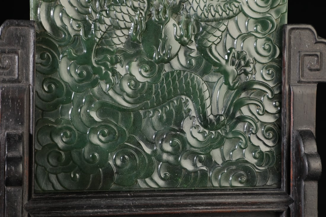 A Exquisite Hotan Jasper Dragon Pattern Screen - 5