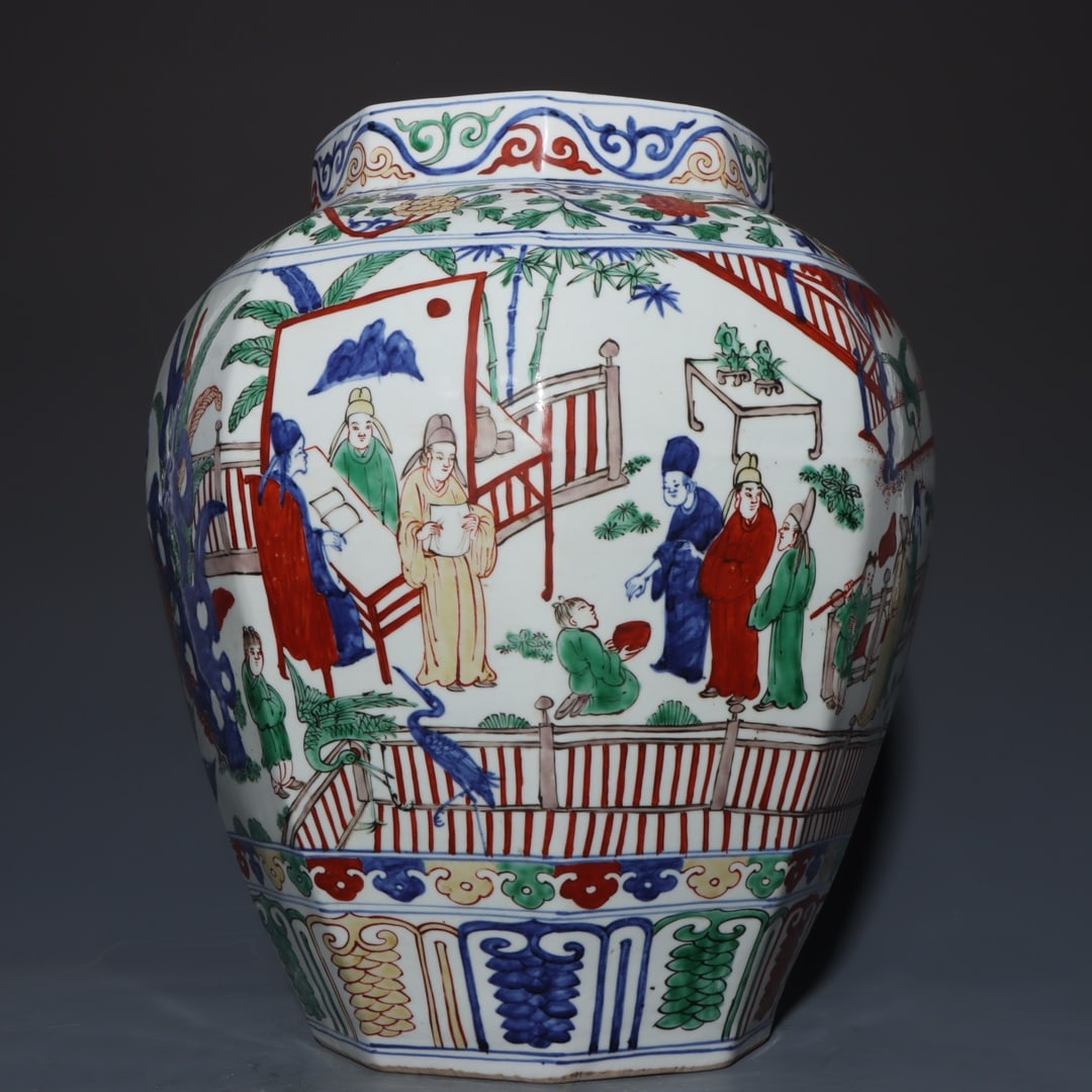 A Exquisite Wucai Figures Pattern Jar - 5