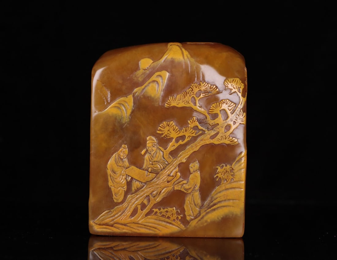 A Exquisite Shoushan Stone Figures Pattern Seal - 3