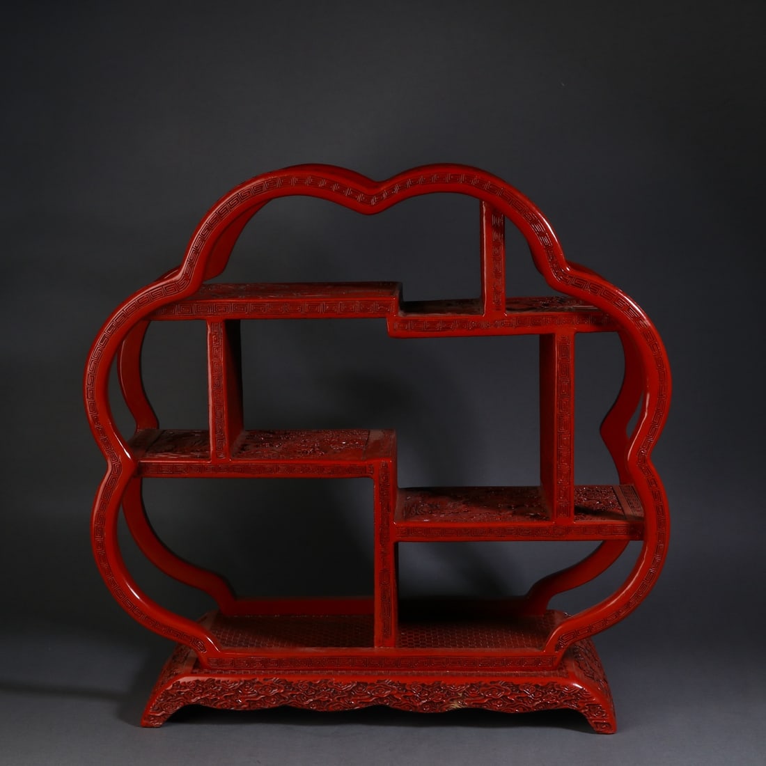 A Exquisite Carved Red Lacquer Cabinet (1 of 9)