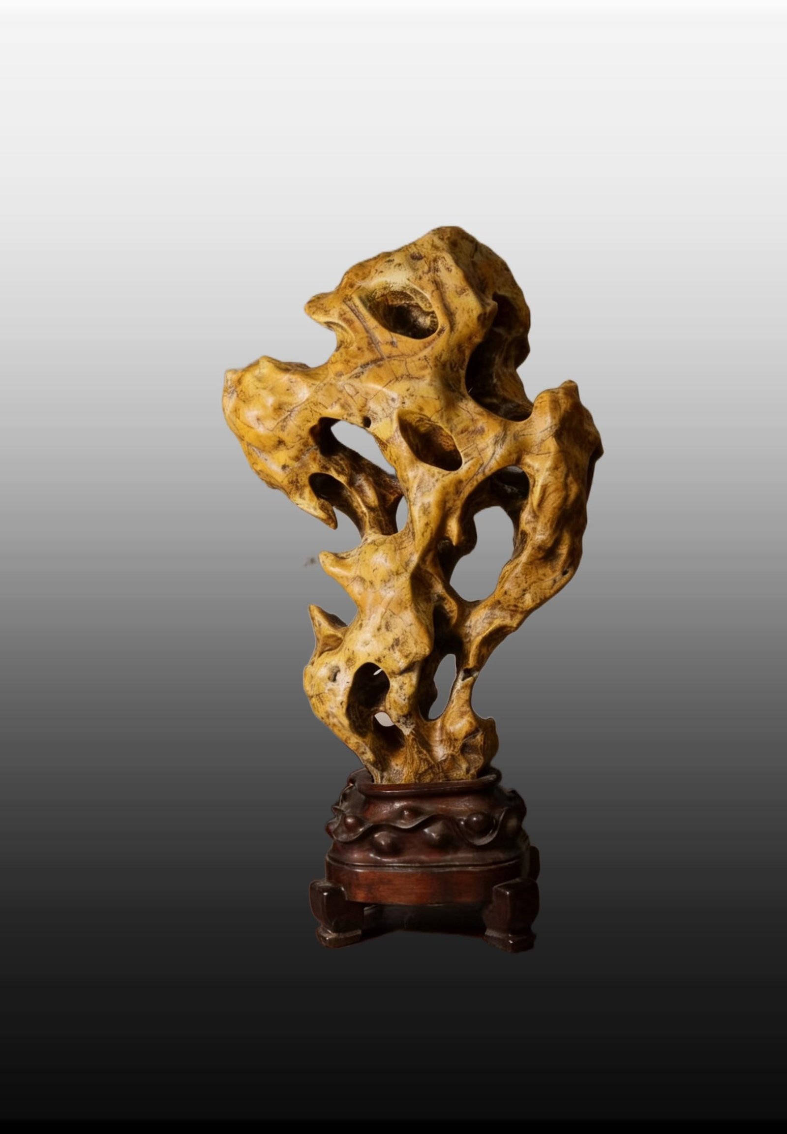 A Exquisite Yellow Taihu Stone Mountain Ornament (1 of 9)