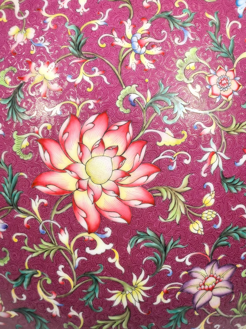 A Exquisite Enamel Ruby Red-Glazed Lotus Pattern Lion-Ears Vase - 2