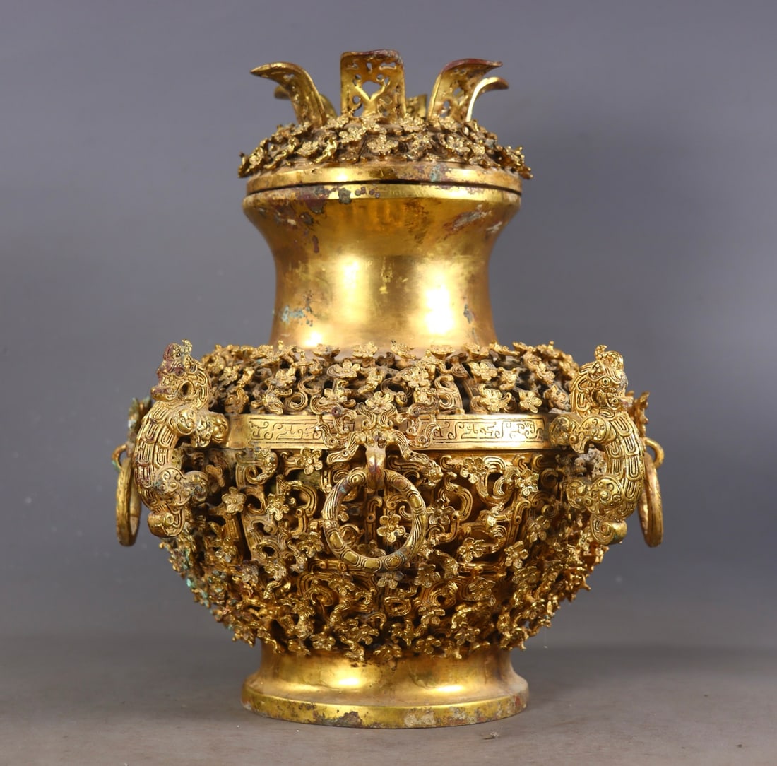 A Exquisite Gilt Bronze Dragon Pattern Jar - 4