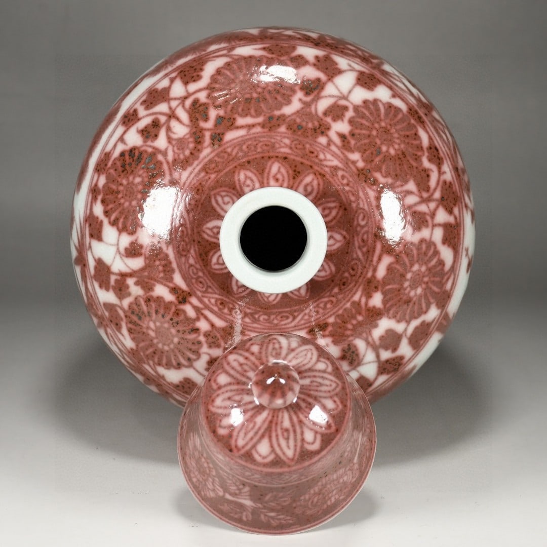 A Exquisite Underglaze-Red Pine and Bamboo Pattern Vase - 5