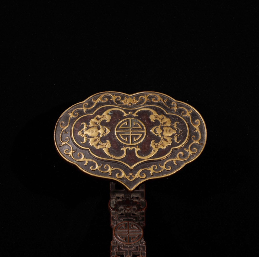 A Exquisite Red Copper Gilt Bronze Bats Pattern Ruyi - 2