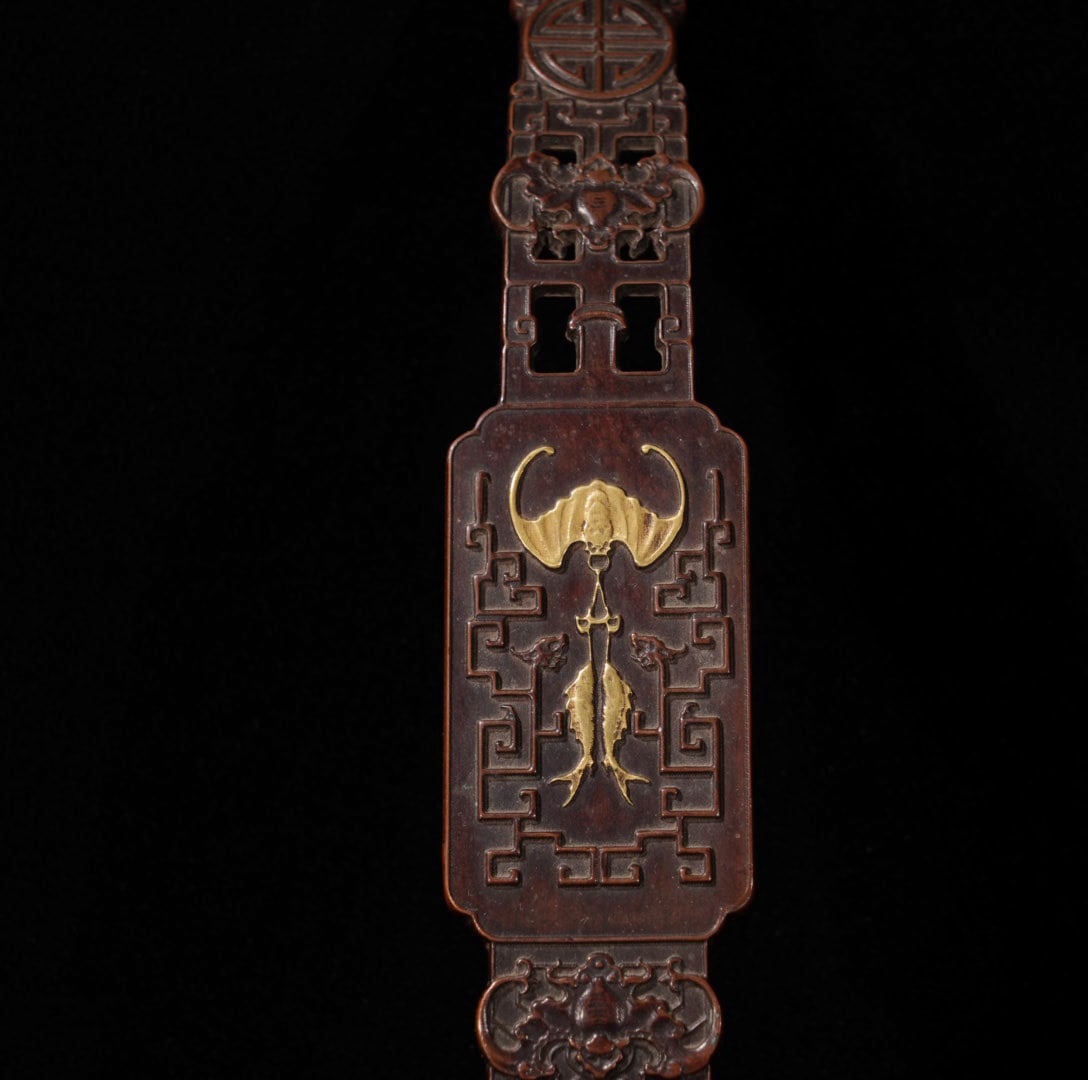 A Exquisite Red Copper Gilt Bronze Bats Pattern Ruyi - 3