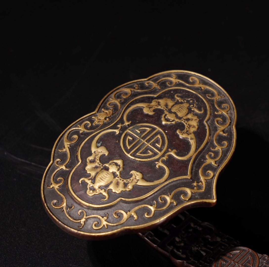 A Exquisite Red Copper Gilt Bronze Bats Pattern Ruyi - 6