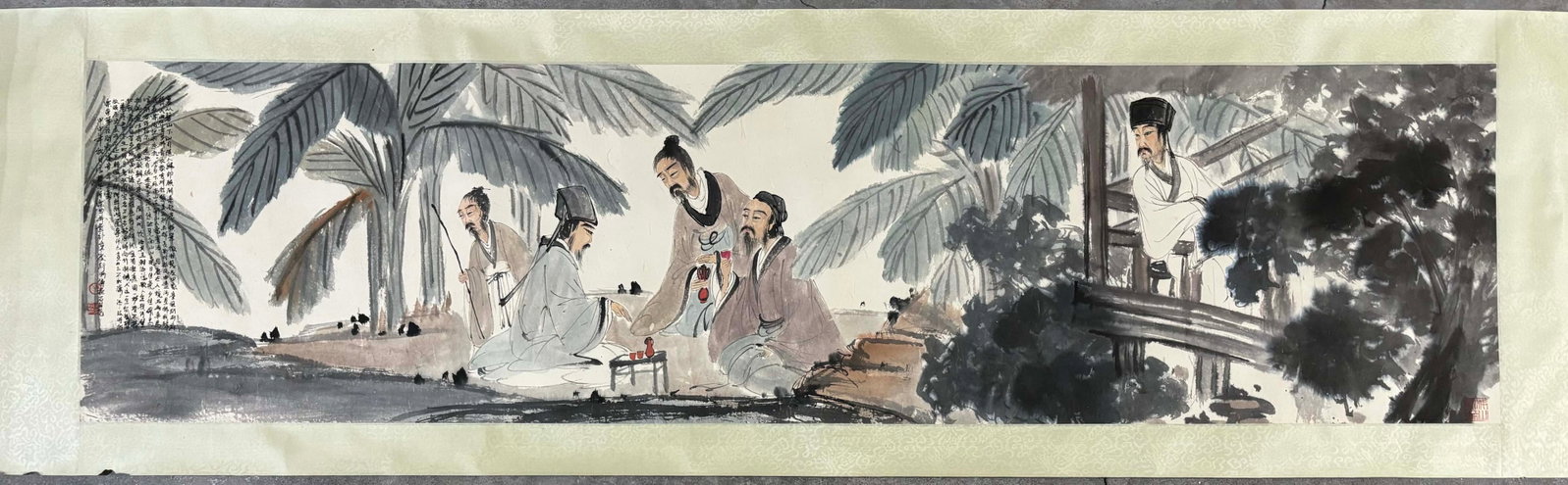 A Chinese Hand Scroll Ink Figure Painting on Paper: A Chinese Hand Scroll Ink Figure Painting on Paper,Modern Time of China,Fu Baoshi,without frame size:70.5inx18.1in