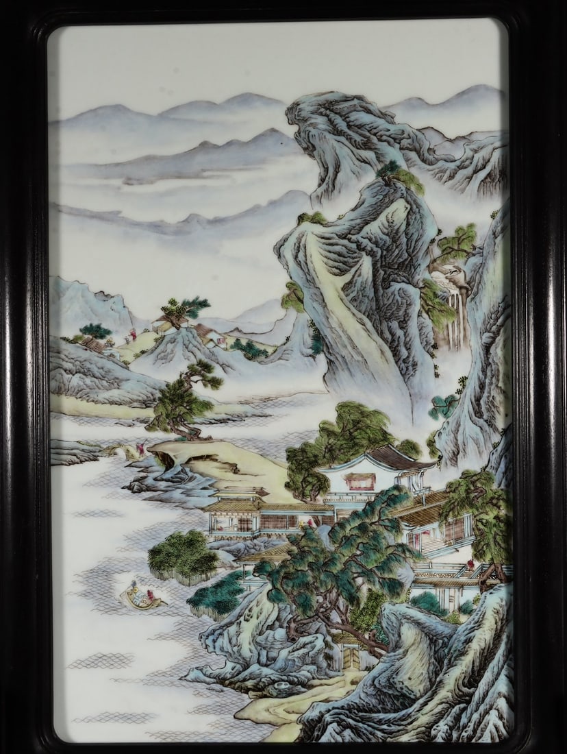 A Exquisite Famille-Rose Landscape Pattern Table Screen - 6