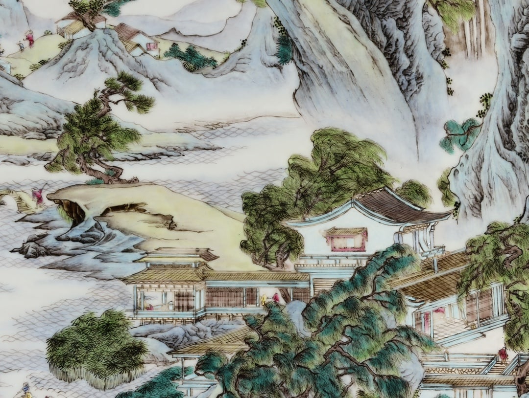 A Exquisite Famille-Rose Landscape Pattern Table Screen - 7