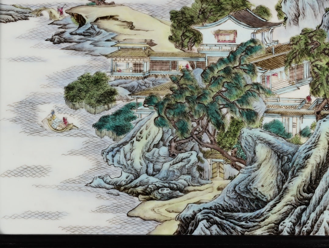 A Exquisite Famille-Rose Landscape Pattern Table Screen - 8