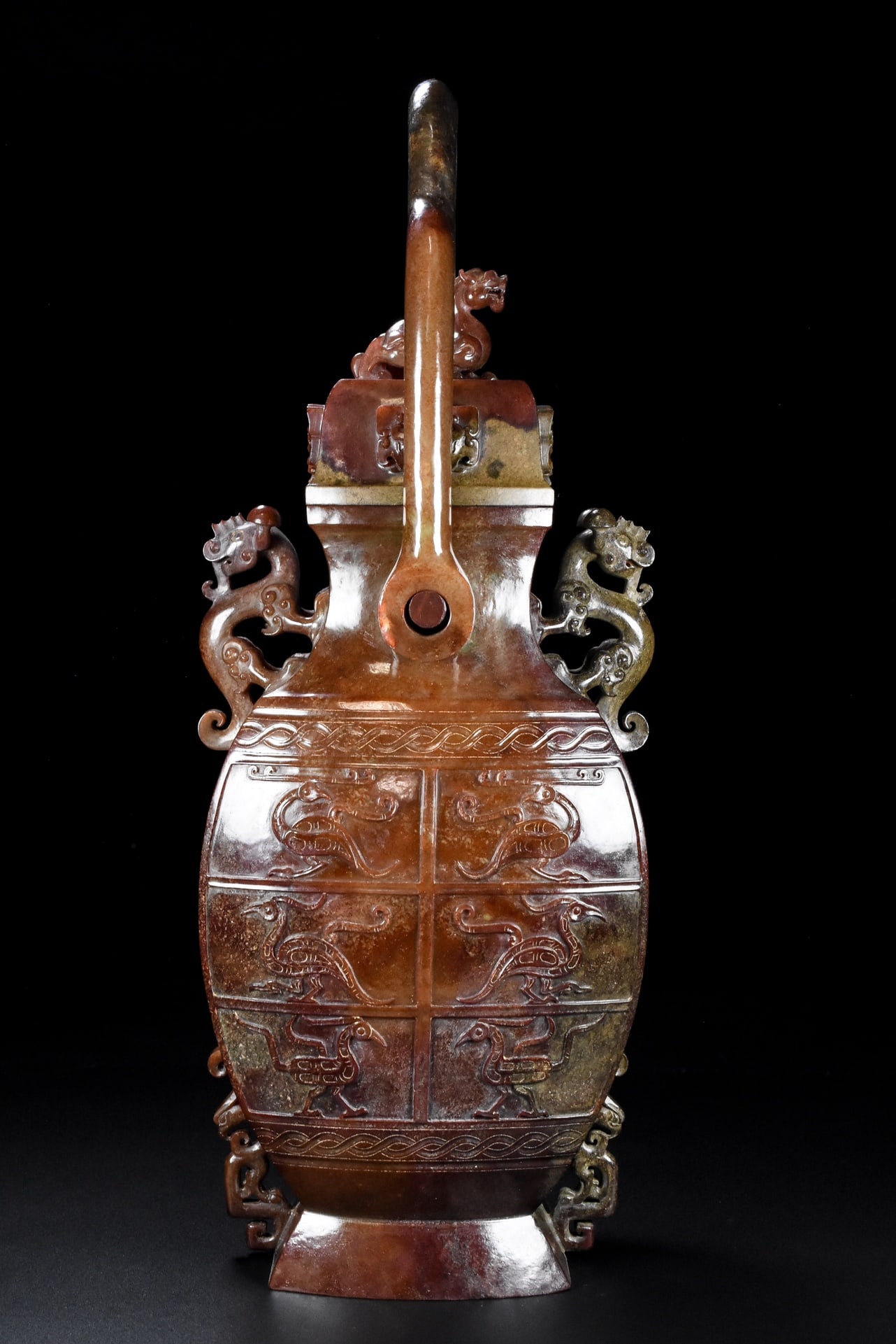 A Exquisite Hotan Jade Beast-Face Pattern Vase - 3