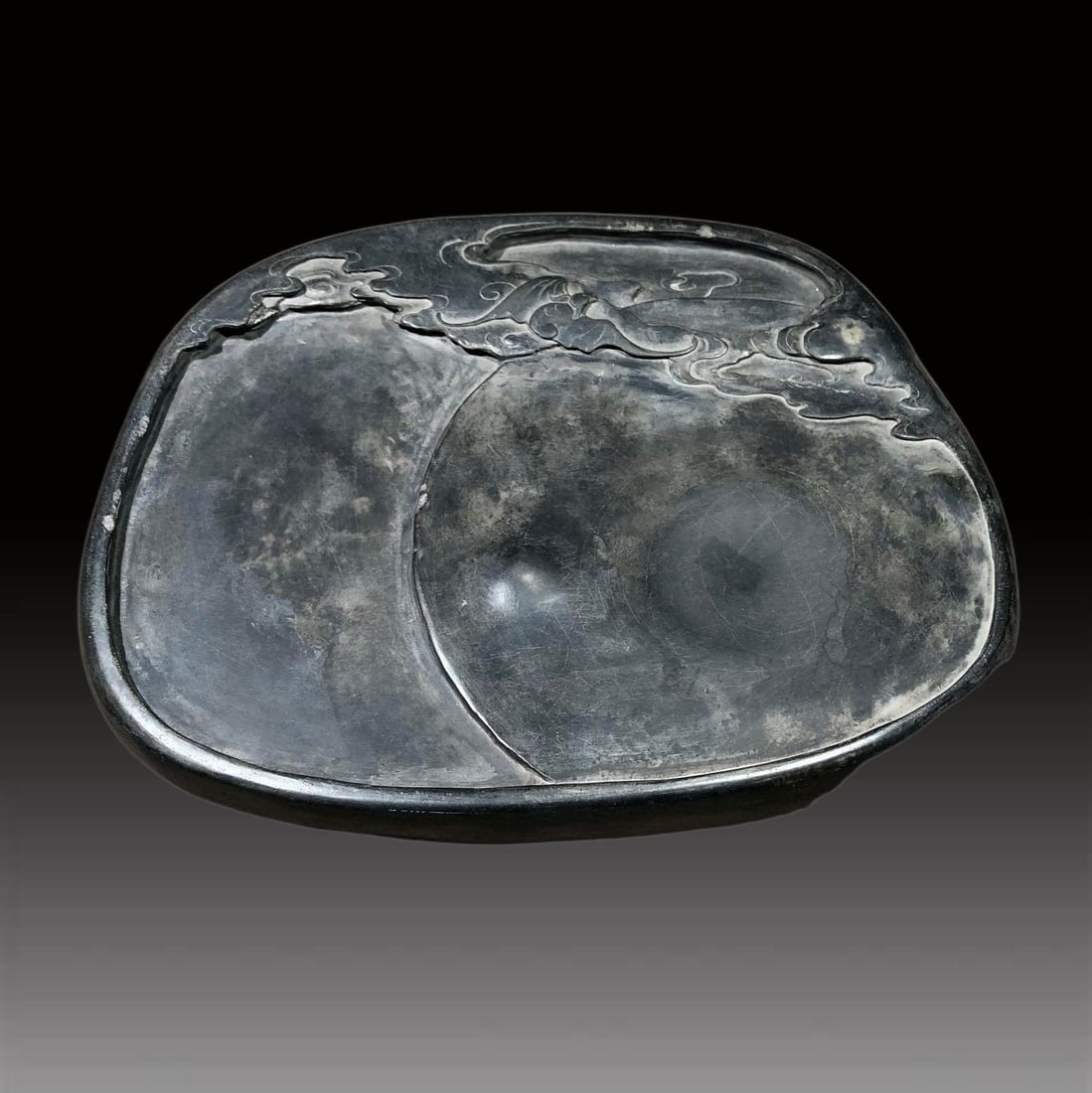 A Exquisite Auspicious Cloud and Bats Pattern Inkstone: A Exquisite Auspicious Cloud and Bats Pattern Inkstone,Qing Dynasty, China,With Mark,Size:11.6inx8.9inx1.4in