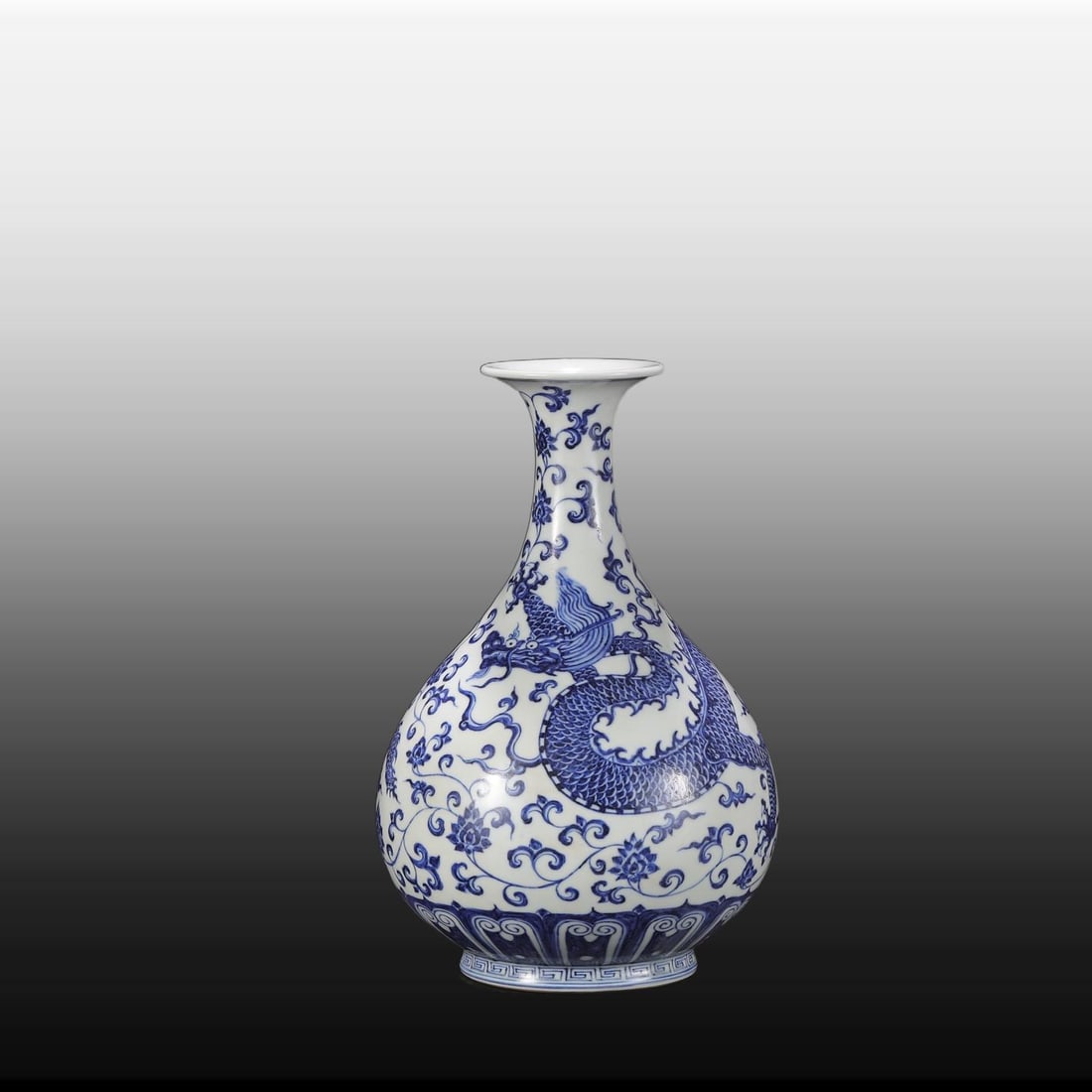 A Exquisite Blue and White Lotus Pattern Dragon Pattern Vase - 2