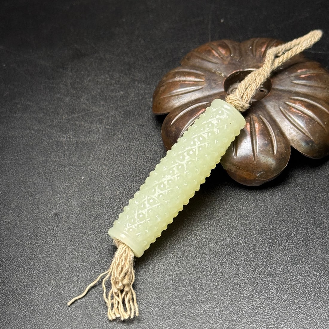 A Exquisite Hotan Jade Nail Pattern Pendant - 4