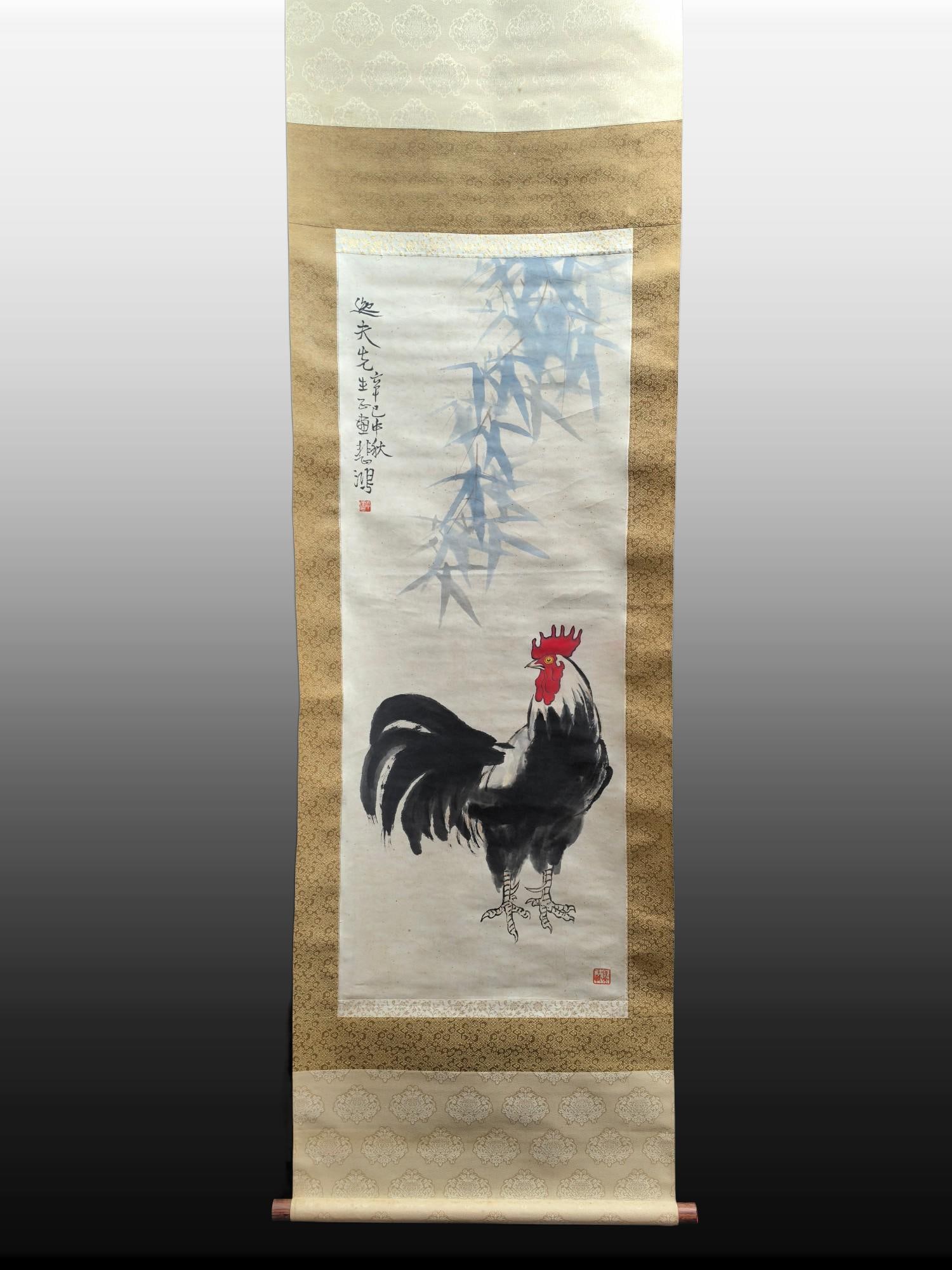 A Chinese Vertical Scroll Ink Painting of Fowl on Paper (1 of 9)