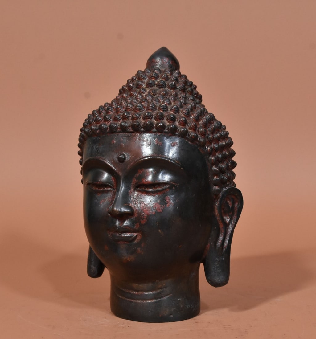 A Exquisite Coppery Buddha Head - 5