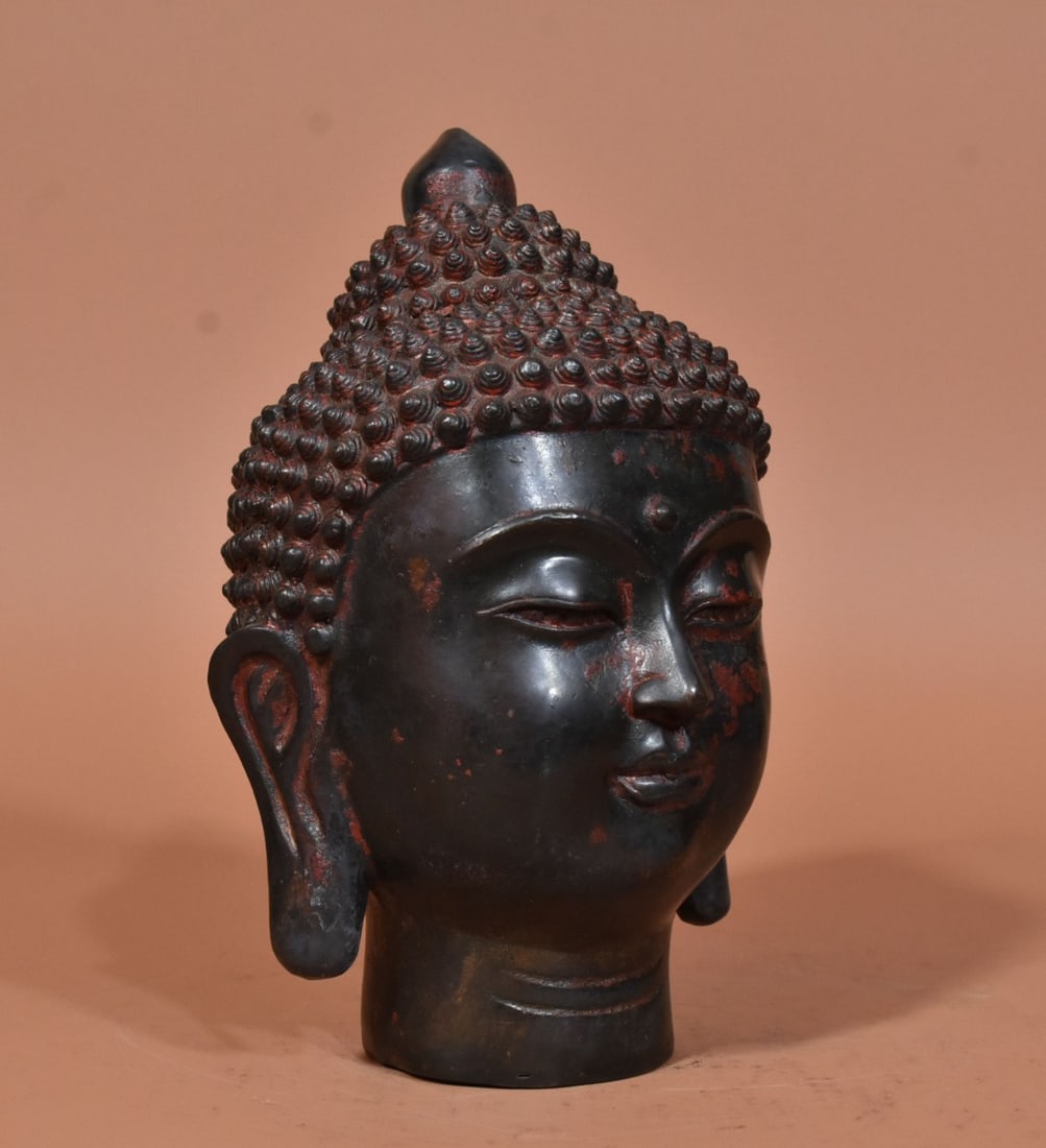 A Exquisite Coppery Buddha Head - 7
