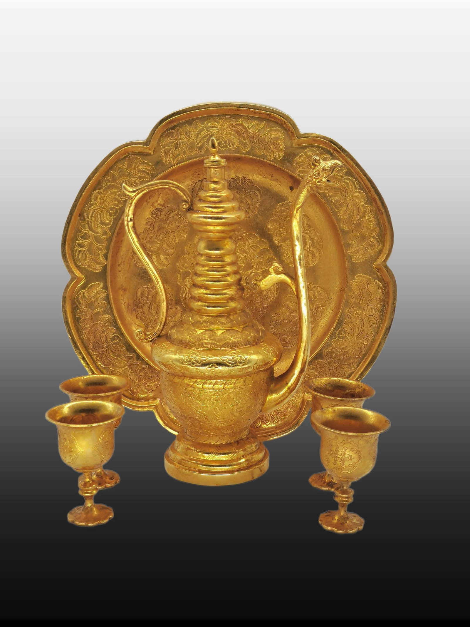 A Set of Exquisite Gilt Bronze Phoenix Pattern Wine Set (1 of 7)