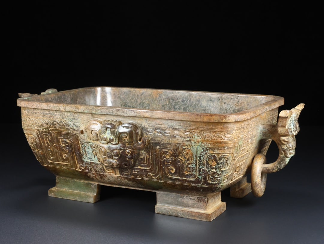 A Exquisite Hotan Jade Beast-Face Pattern Box - 3