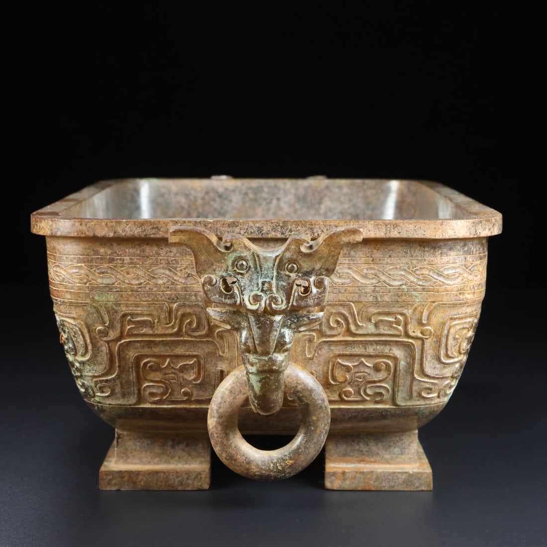 A Exquisite Hotan Jade Beast-Face Pattern Box - 4