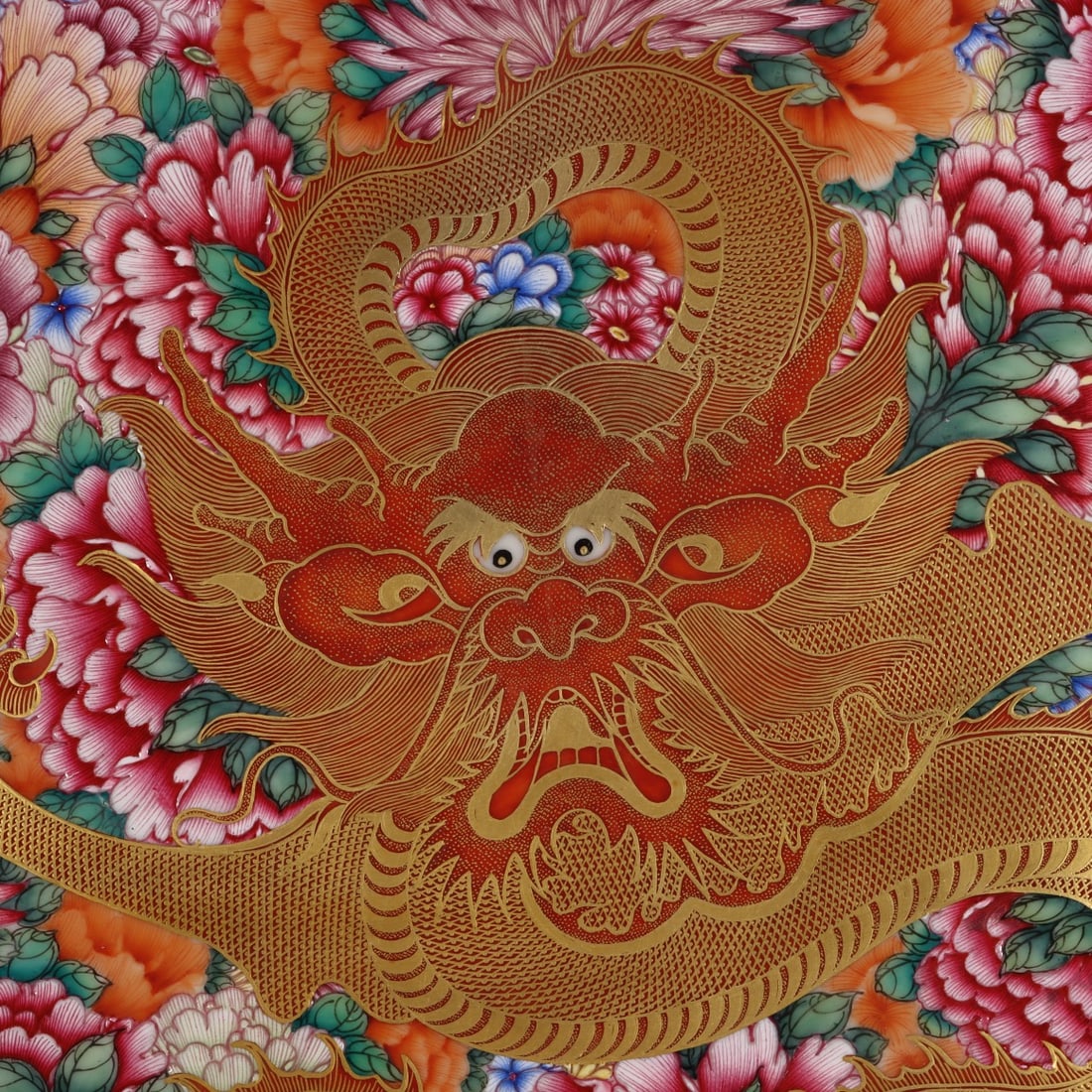 Enamel Painted Gold Dragon Pattern Plate - 2