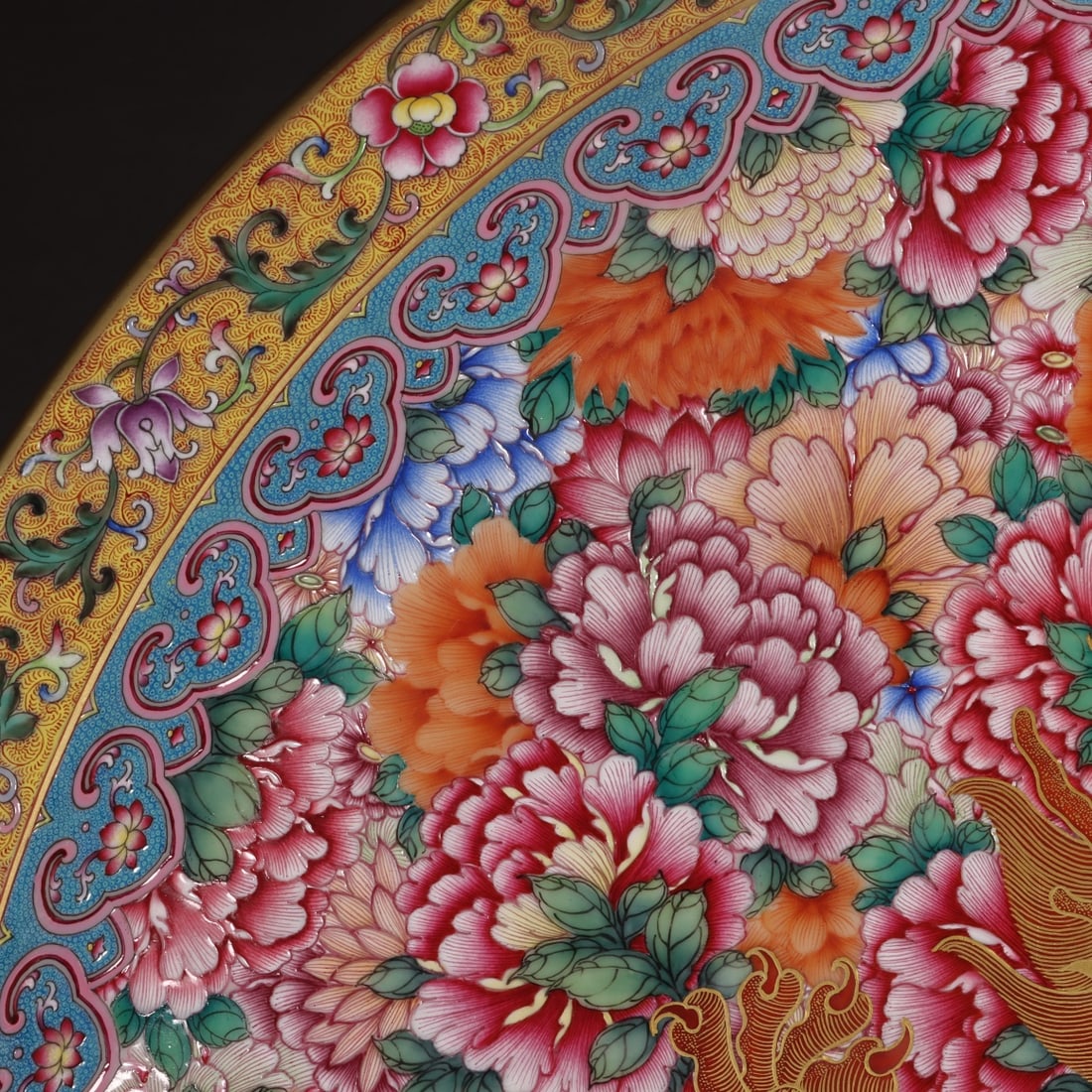 Enamel Painted Gold Dragon Pattern Plate - 3