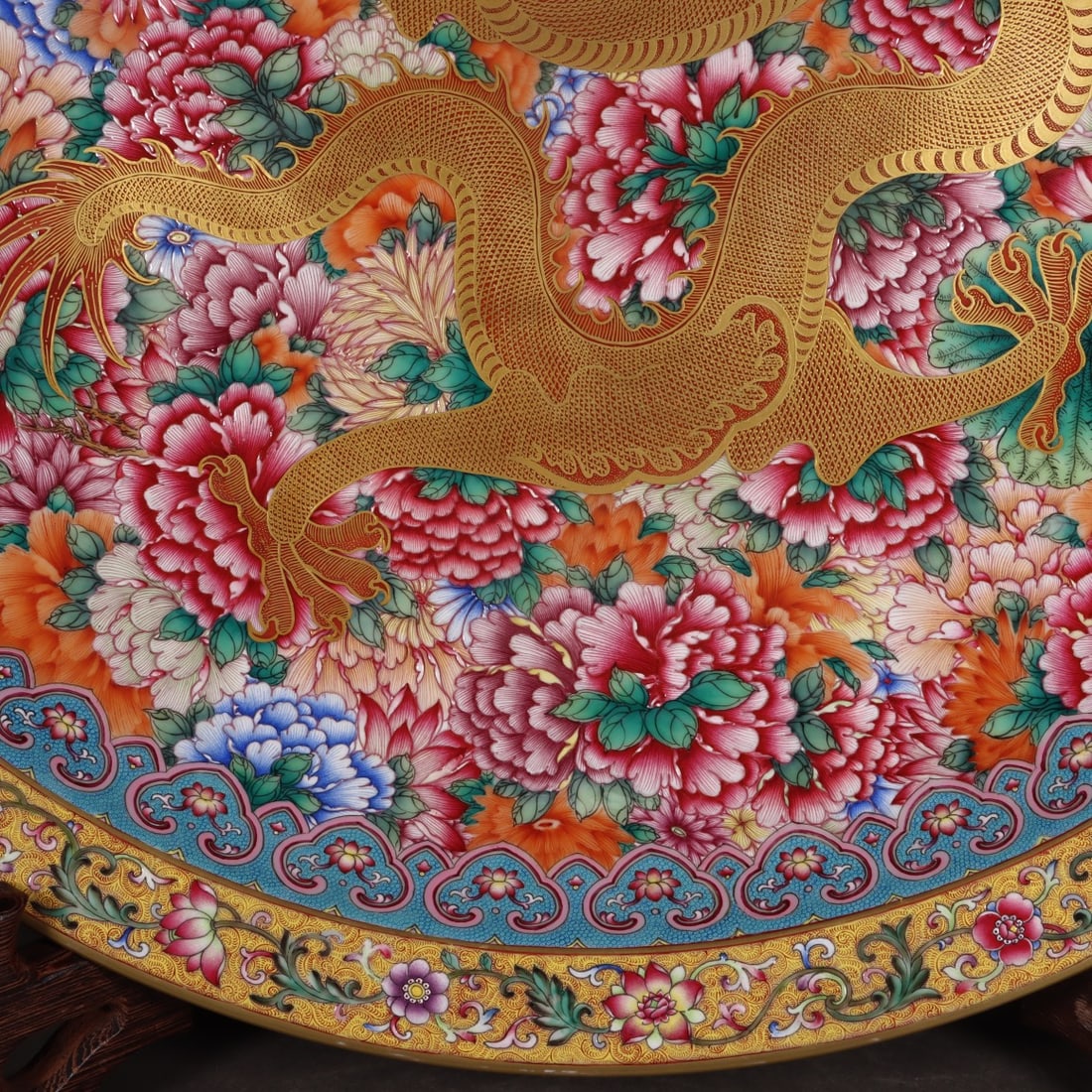 Enamel Painted Gold Dragon Pattern Plate - 4