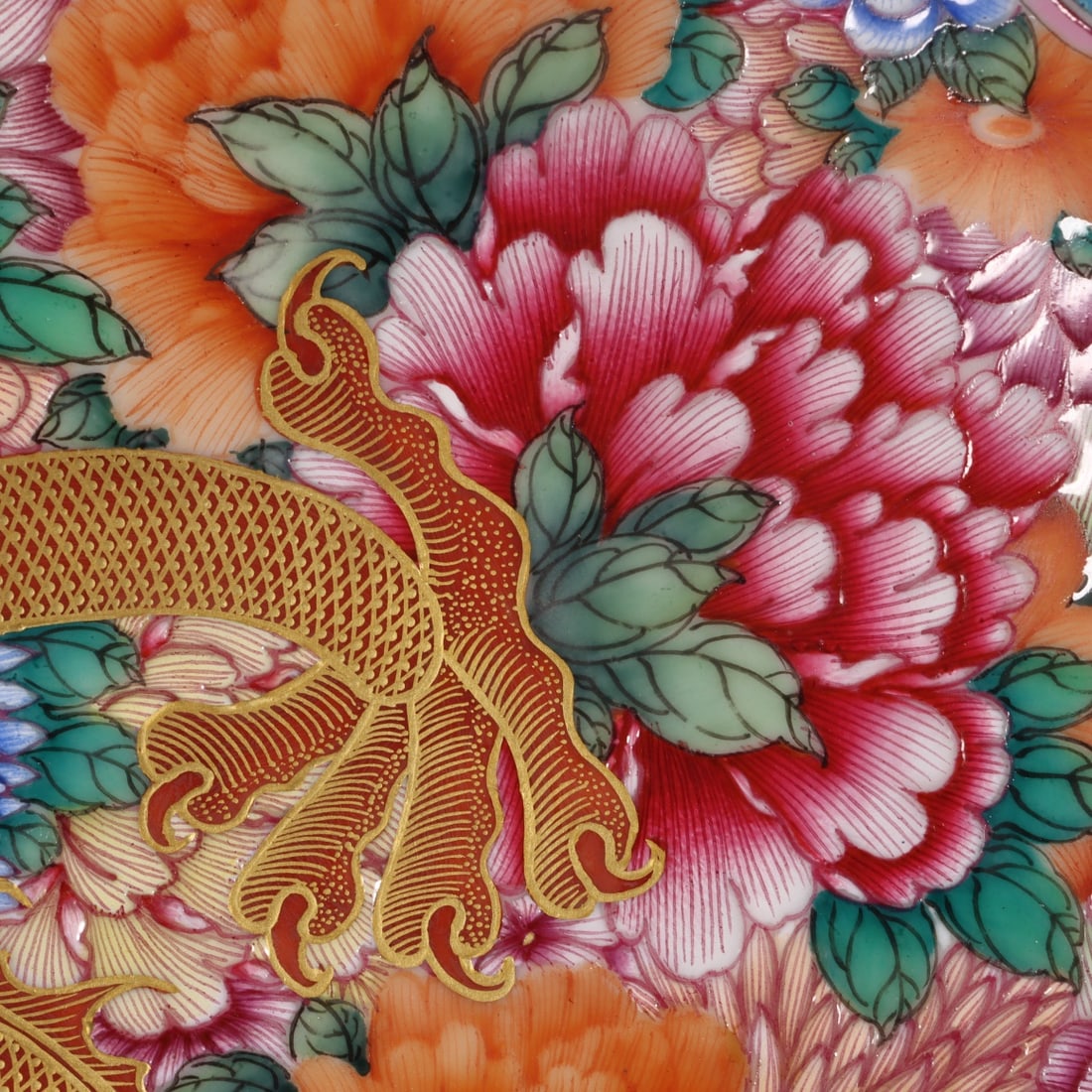 Enamel Painted Gold Dragon Pattern Plate - 5