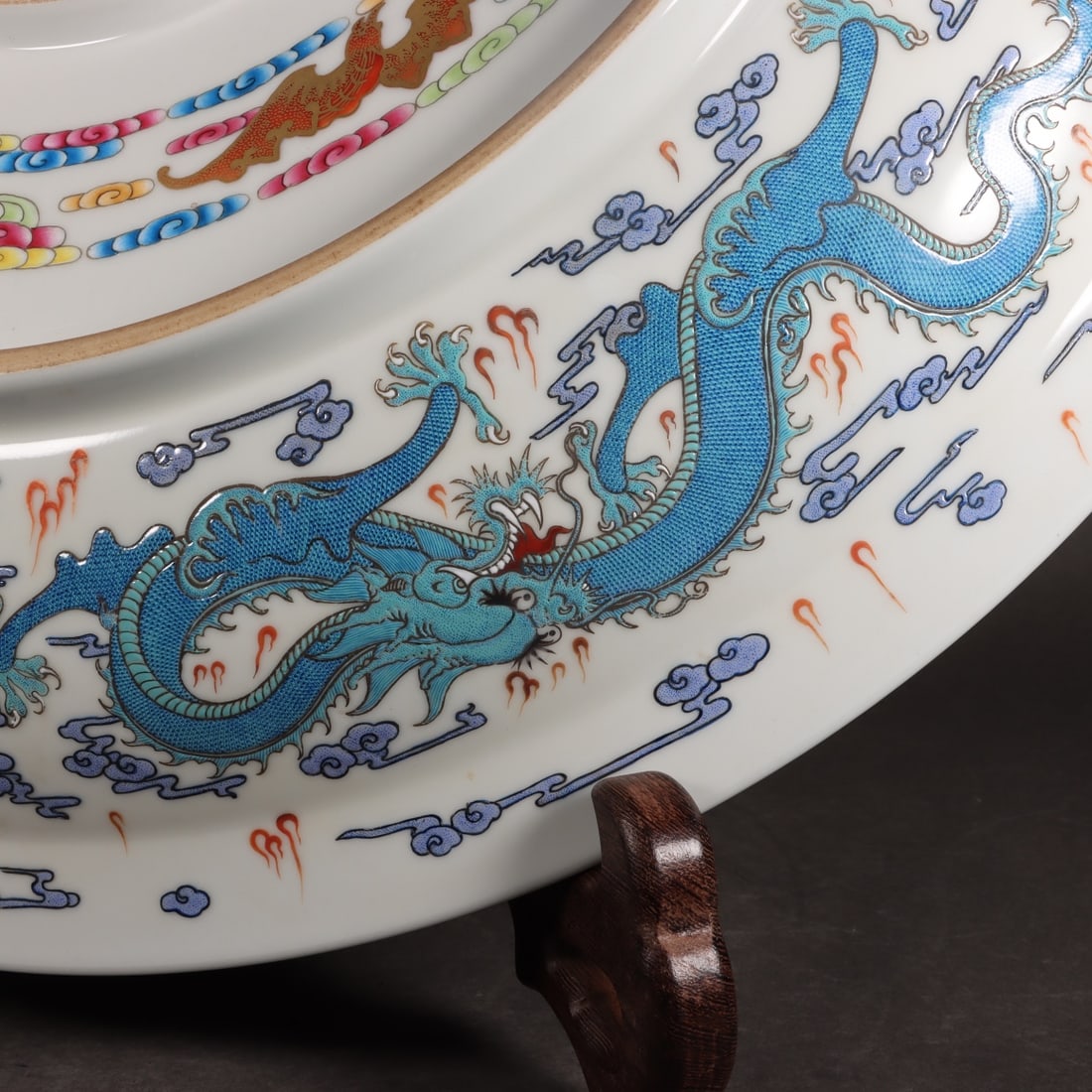 Enamel Painted Gold Dragon Pattern Plate - 6