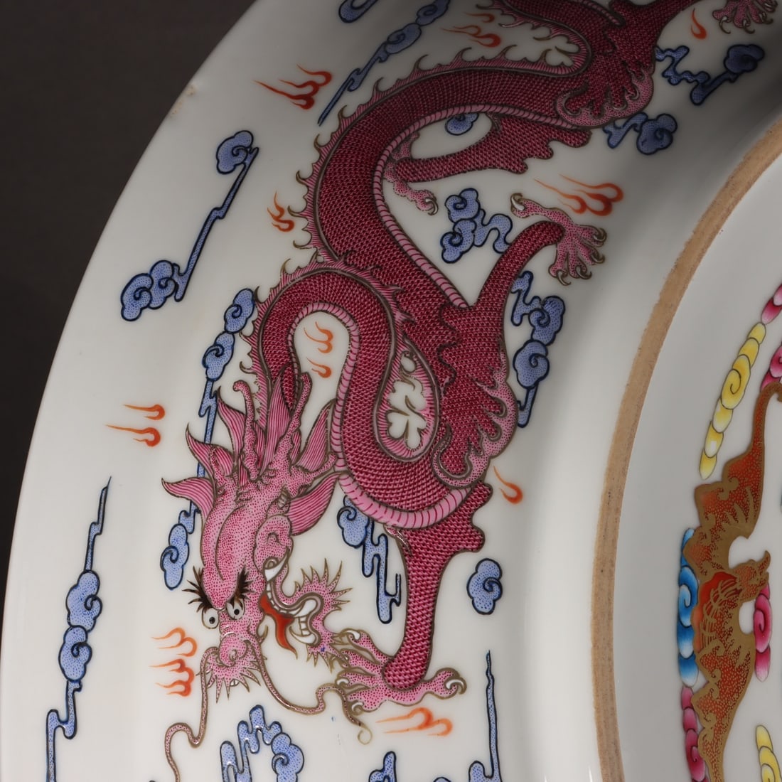 Enamel Painted Gold Dragon Pattern Plate - 7