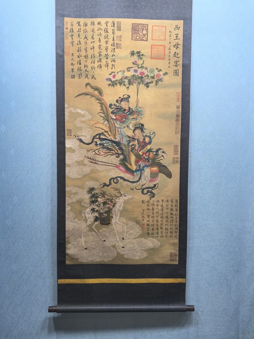 A Chinese Ink Painting of Figure on Silk: A Chinese Ink Painting of Figure on Silk,Song Dynasty, China,Su Hanchen,without frame size:25.8inx54.7in