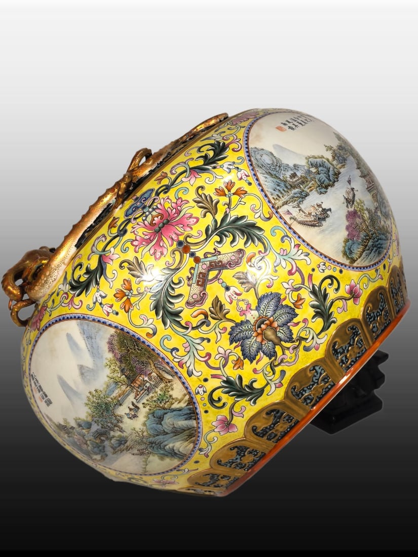 A Exquisite Enamel Landscape Pattern Vat - 8