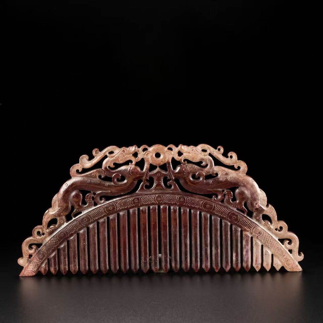 A Exquisite Hotan Jade Dragon Pattern Comb - 3