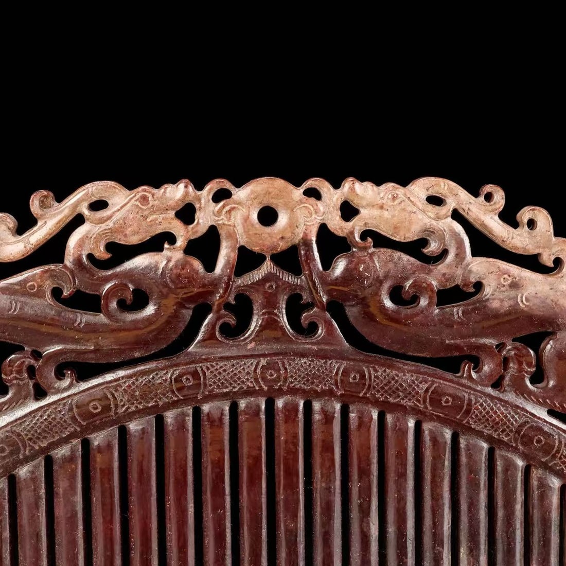 A Exquisite Hotan Jade Dragon Pattern Comb - 4
