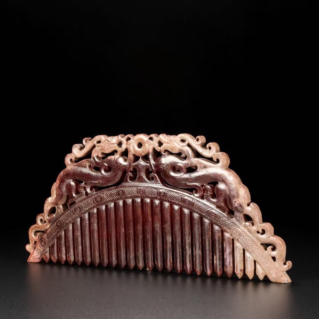 A Exquisite Hotan Jade Dragon Pattern Comb - 5