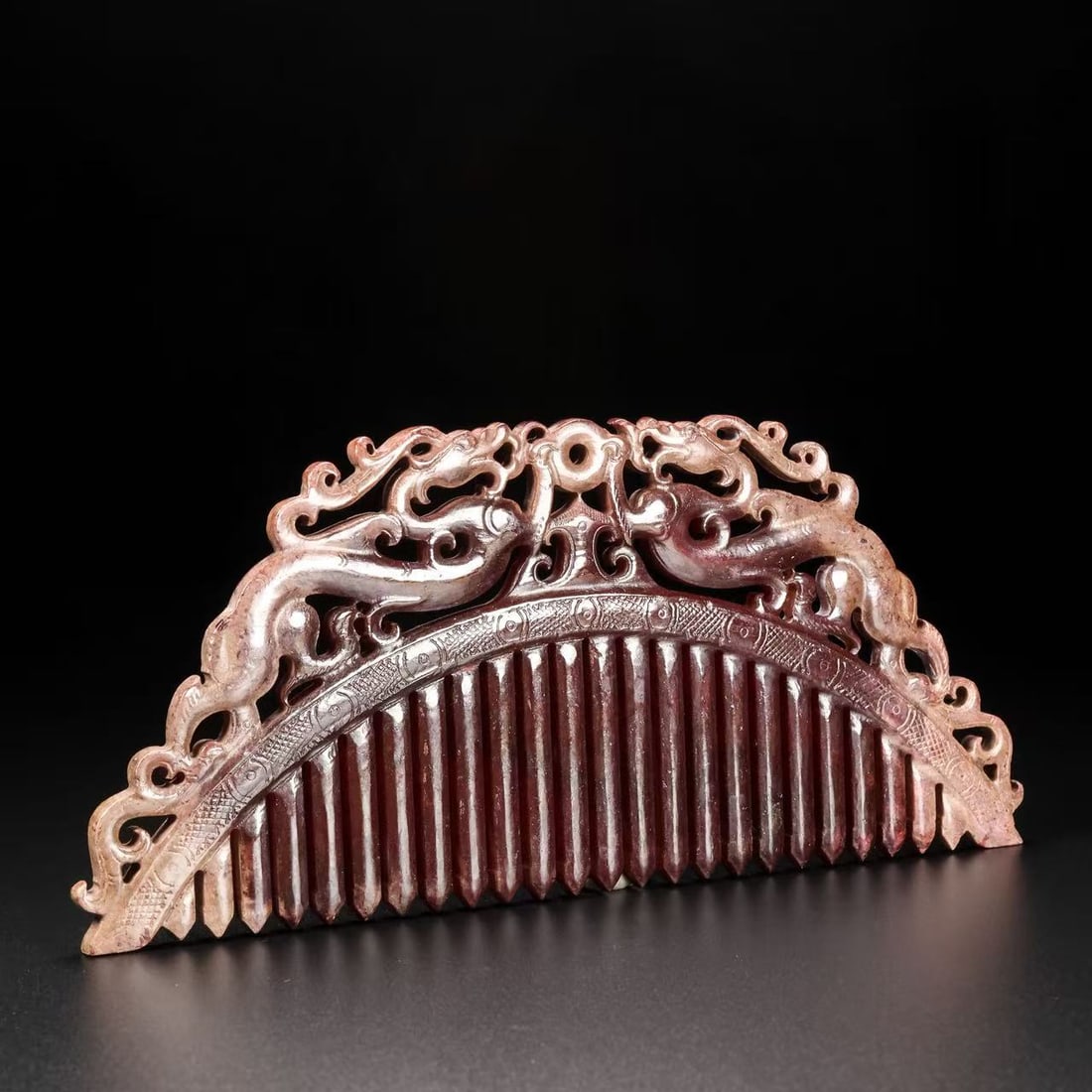 A Exquisite Hotan Jade Dragon Pattern Comb - 6