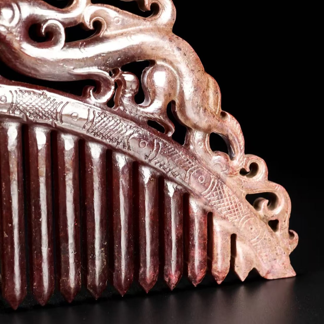 A Exquisite Hotan Jade Dragon Pattern Comb - 7