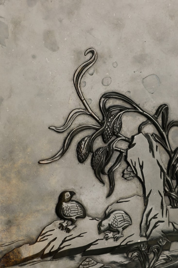 A Exquisite Hotan Jasper Flower and Bird Pattern Table Screen - 8