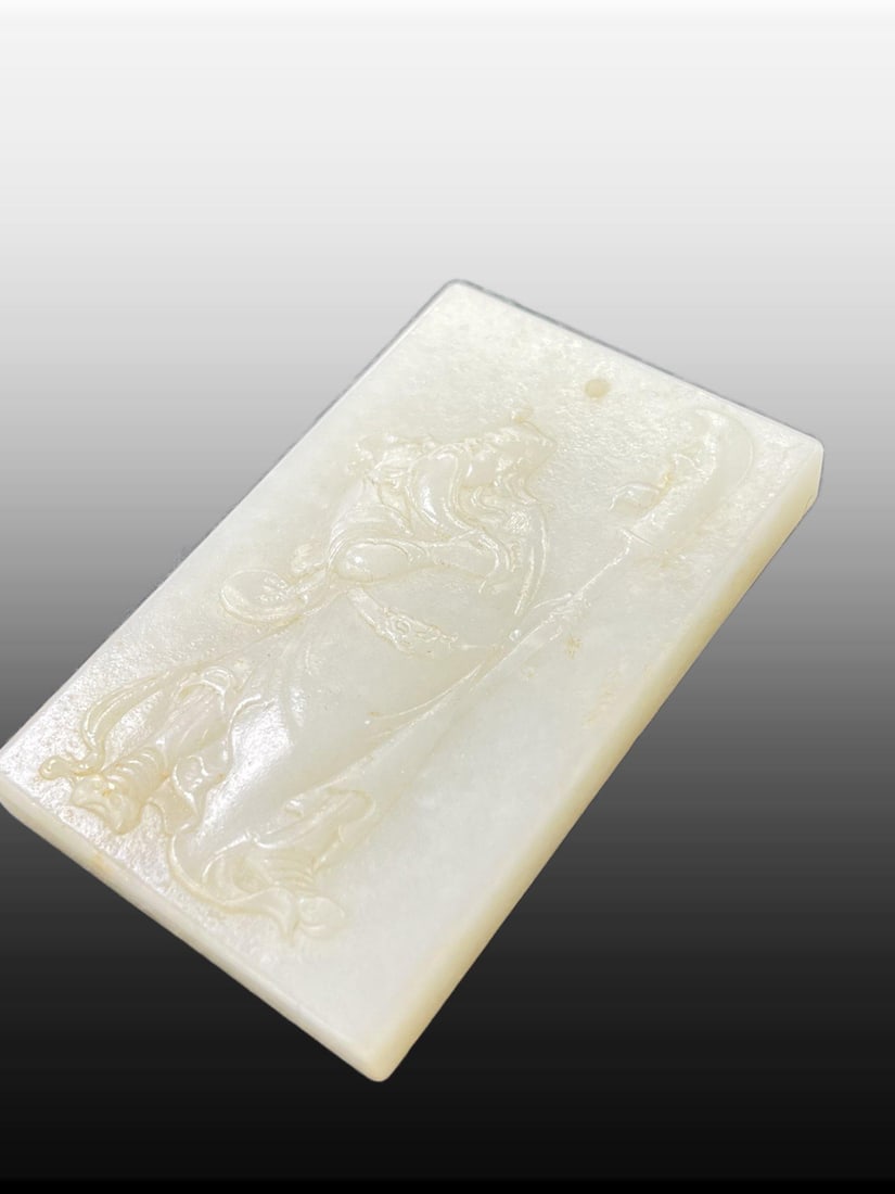 A Exquisite Hotan Jade Figures Pattern Brand - 4