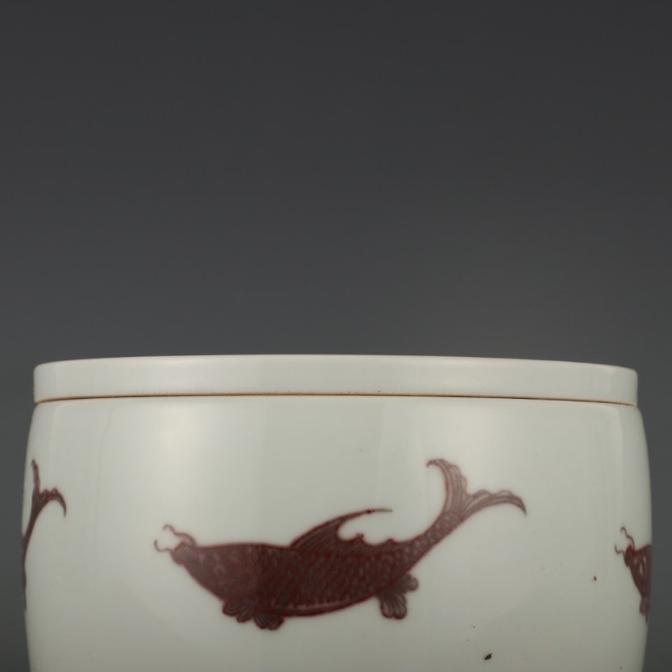 A Exquisite Underglaze-Red Fish Pattern Jar - 3