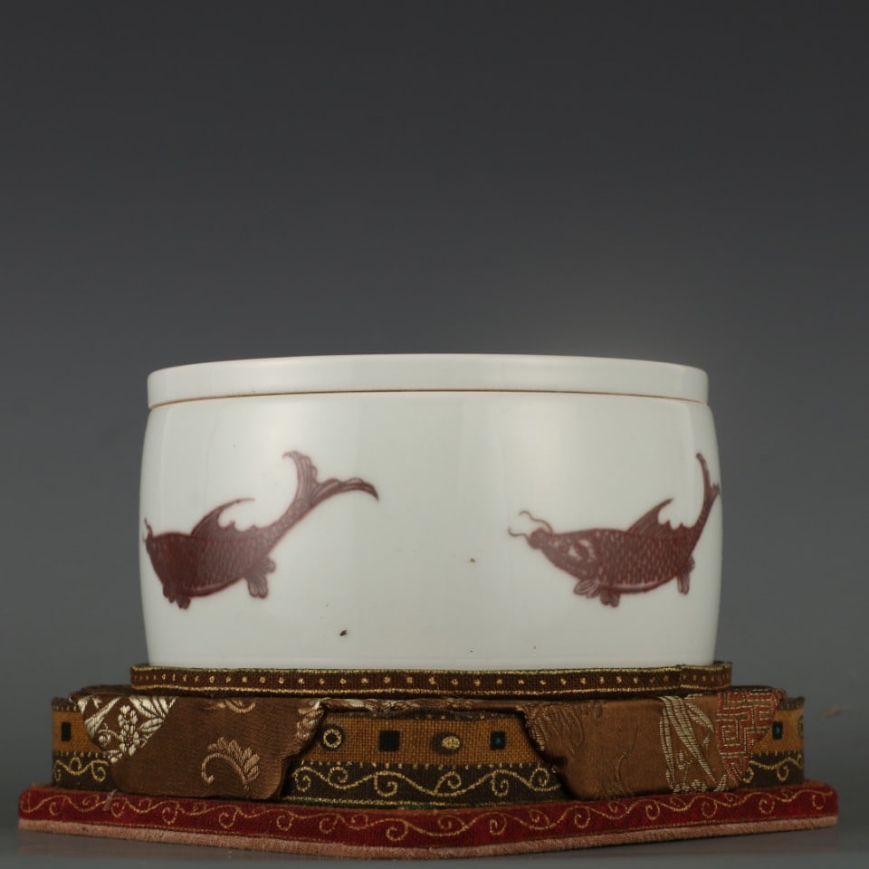A Exquisite Underglaze-Red Fish Pattern Jar - 4