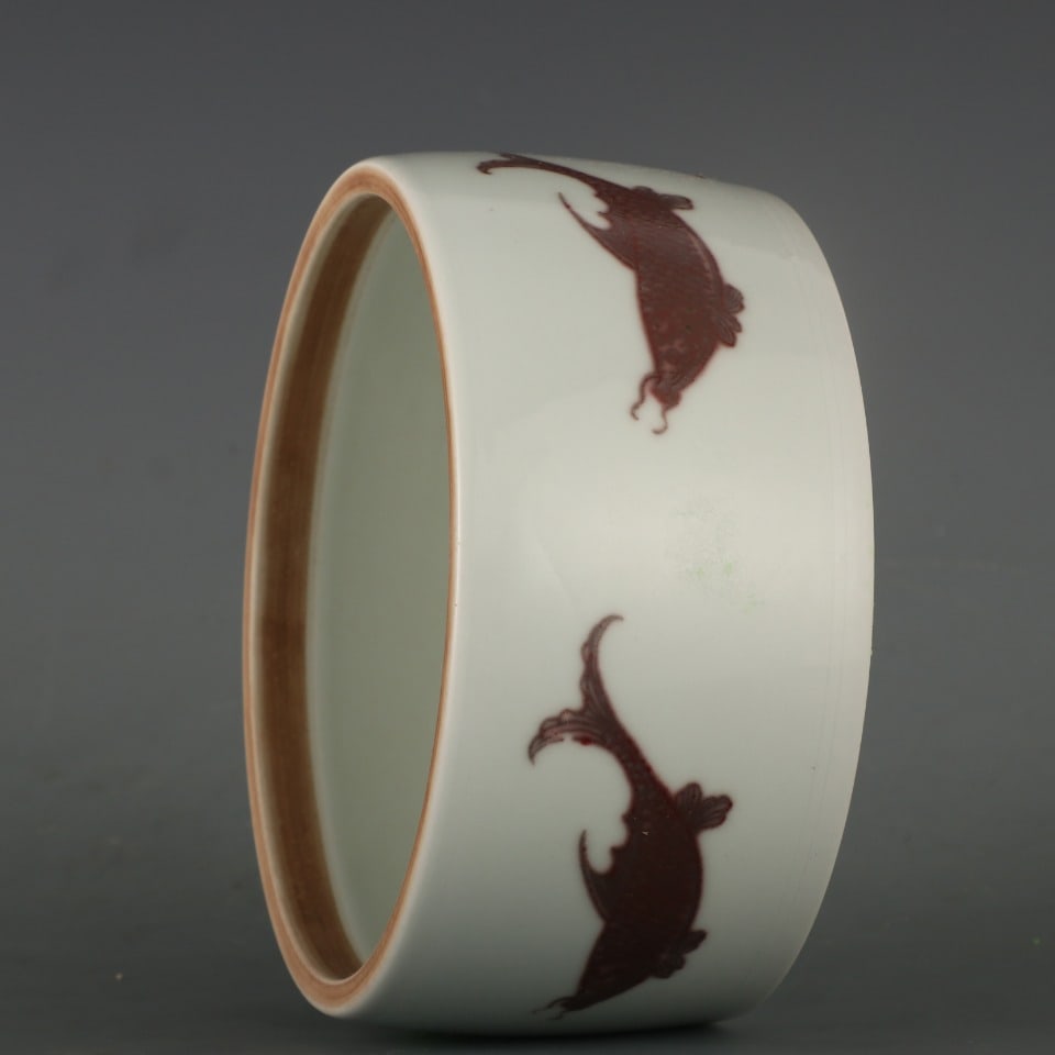 A Exquisite Underglaze-Red Fish Pattern Jar - 7