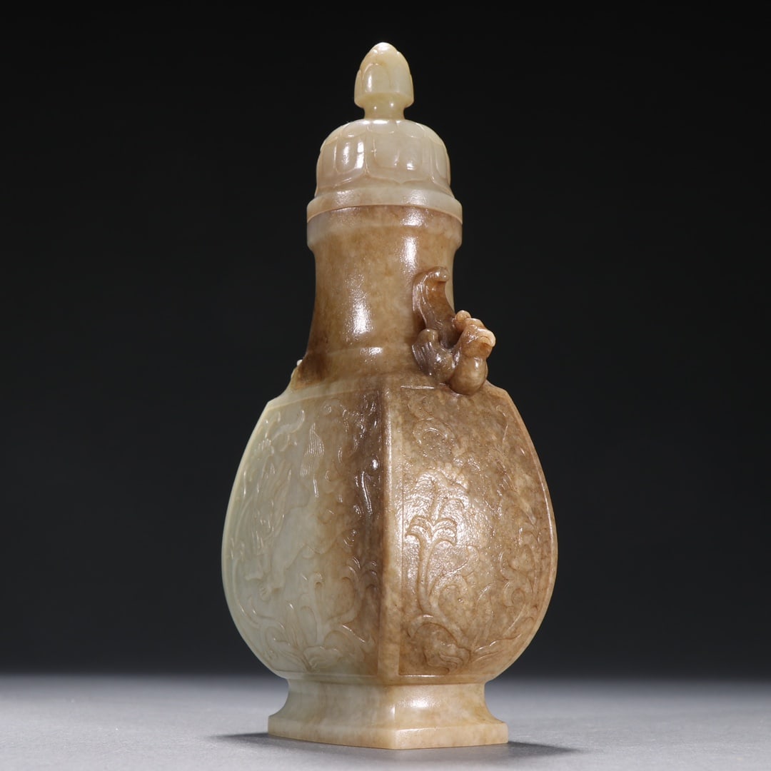 A Exquisite Hotan Jade Auspicious Beast Pattern Vase - 4