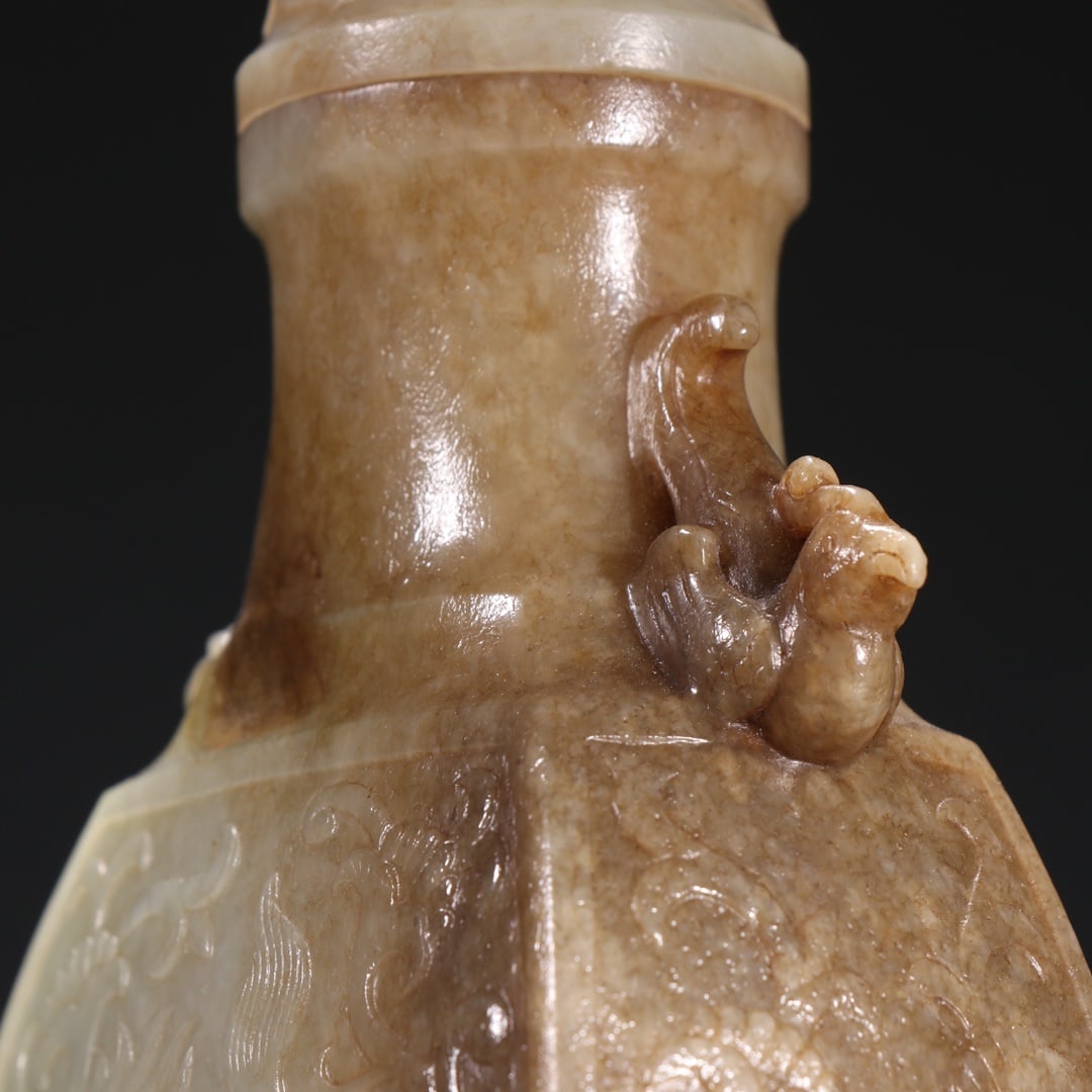 A Exquisite Hotan Jade Auspicious Beast Pattern Vase - 5