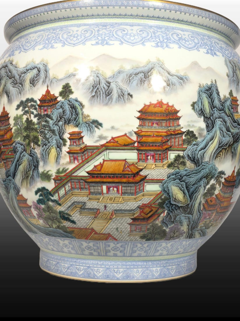 A Exquisite Enamel Landscape Pattern Vat - 2
