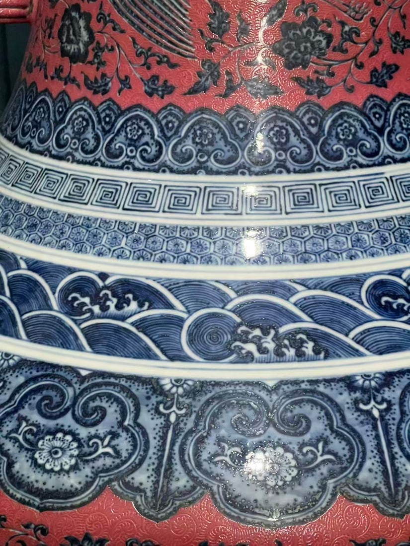 A Exquisite Ruby Red-Glazed Dragon Pattern Vase - 7