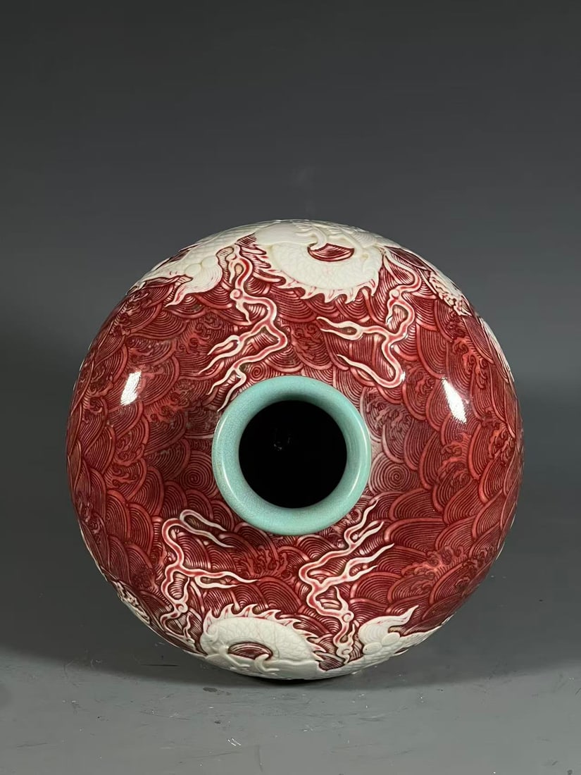 A Exquisite Underglaze-Red Dragon Pattern Vase - 7