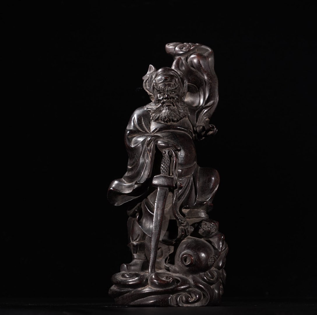A Exquisite Wooden Carved Figures Ornament: A Exquisite Wooden Carved Figures Ornament,Qing Dynasty, China,Size:9.8inx3.9in,Weight:710g 木雕人物摆件,中国清代