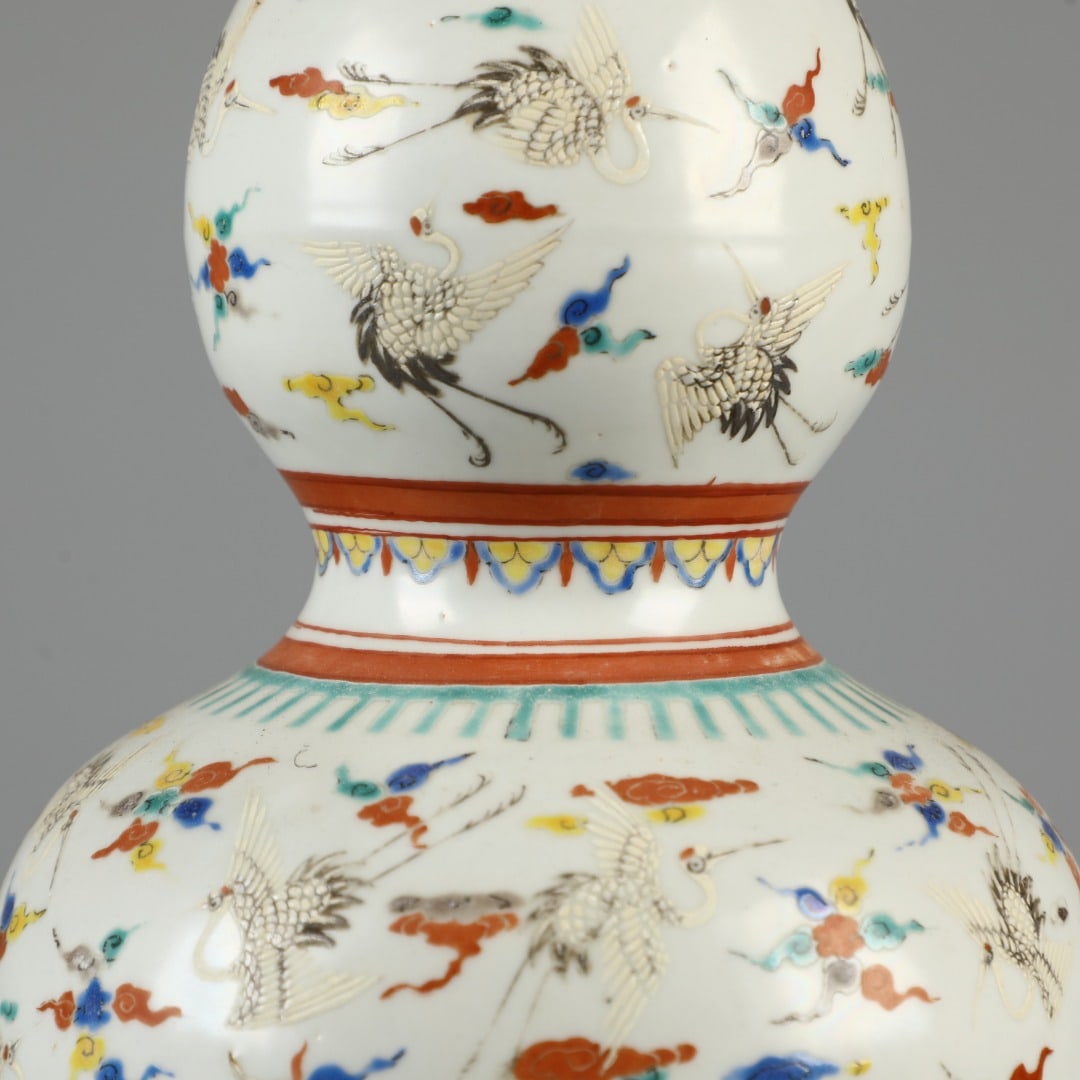 A Exquisite Doucai Crane Pattern Gourd Vase - 4